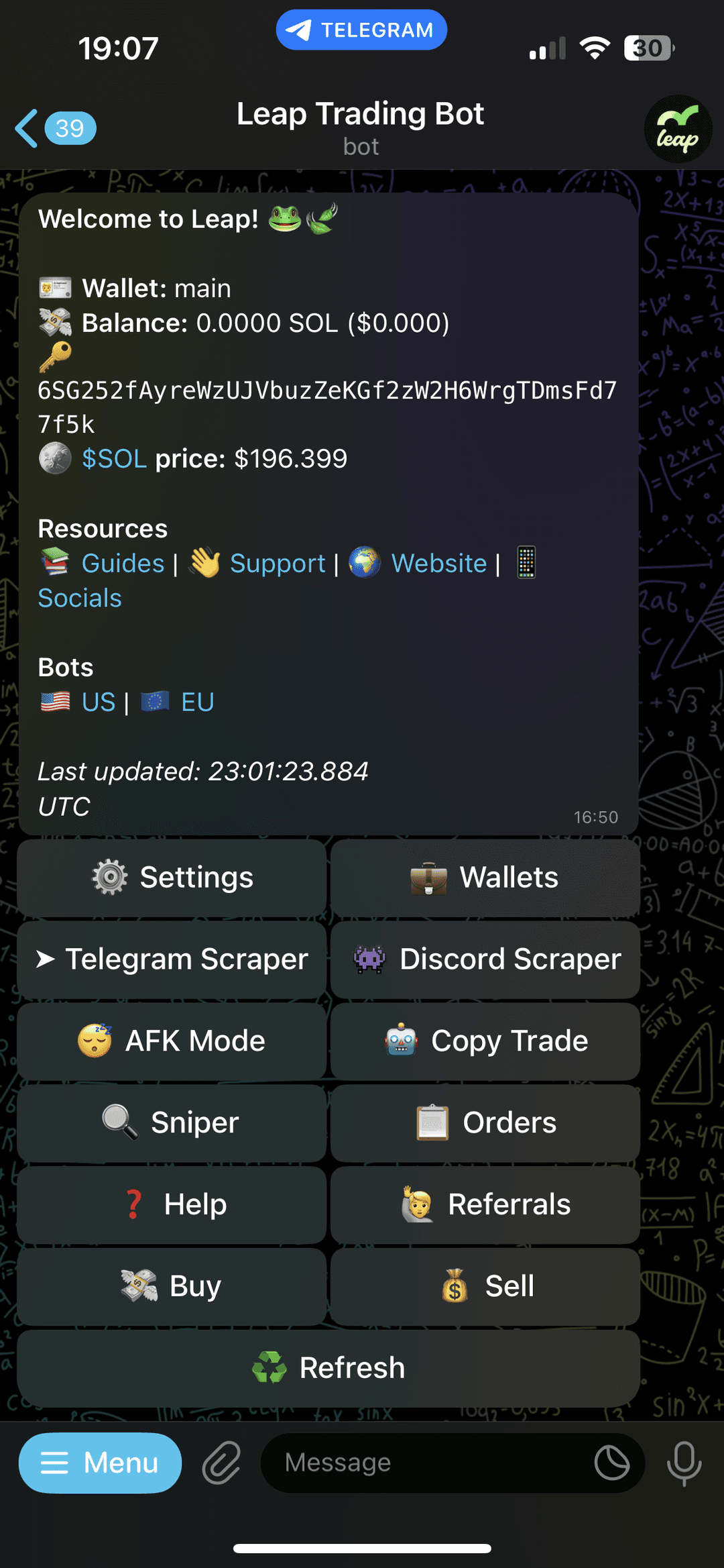 Telegram Solana Leap Bot